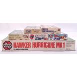 Airfix, a mixed boxed group of 1/72, 1/24 scale Planes and similar to include #14002-5 Hawker Hur...