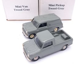 BMC, British Motoring Classics, a boxed pair of white metal Mini Pick-Up models