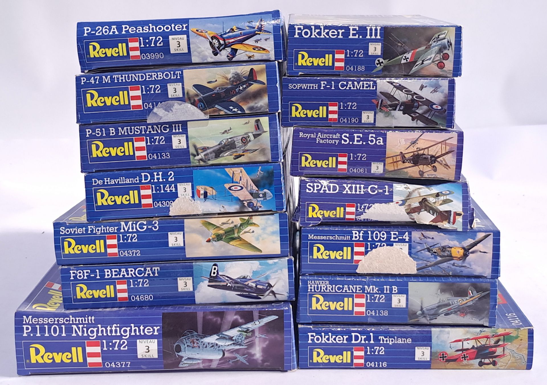 Revell, a mixed boxed model kit group of 1/72 scale Planes to include, #04116 Fokker Dr.1 Triplan...