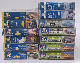 Italeri a mixed boxed group of 1/72 scale tanks to include No. 7038  M20 Armoured Utility Car, No...