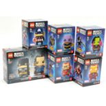Lego Superhero related Brickheadz x 6 to include 41589 Captain America, 41590 Iron Man, 41610 Jus...
