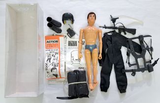 Palitoy Action Man Vintage SAS Parachute Attack - flock head figure with Eagle Eyes, flexible hea...