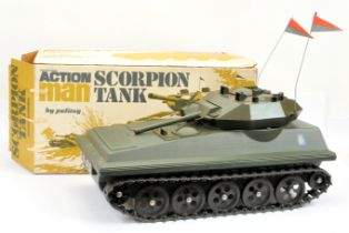 Palitoy vintage Action Man Scorpion Tank, #34710, Good Plus within Fair to Good opened box.