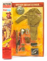 Palitoy Vintage Action Man British Infantryman Locker Box carded outfit, cat No.34317, comprising...