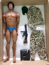 Palitoy Action Man Vintage Tom Stone with camouflage jacket and trousers, green beret, boots and ...