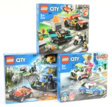 Lego City sets x 3 includes 60172 Dirt Road Pursuit, 60314 Ice Cream Truck Police Car Chase, 6031...