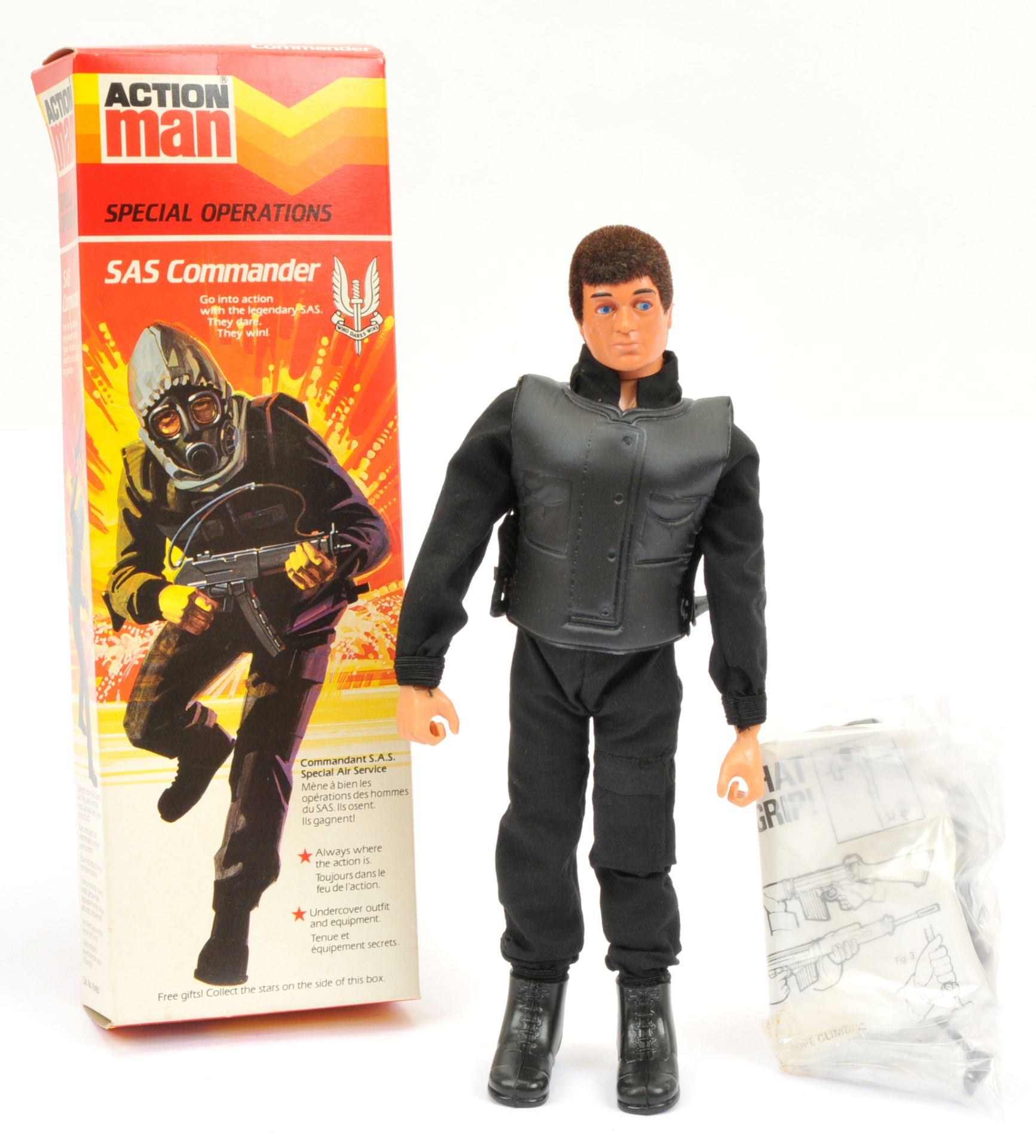 Palitoy Action Man vintage Special Operations SAS Commander figure, Eagle-Eye, head detached, oth...