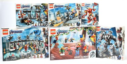 Lego Marvel The Avengers group, (1) 76125 Iron Man Hall Of armour (2) 76167 Iron Man Armoury (3) ...