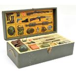 Action Man wooden Ammunition and Accessories Kit box - dark green wood with printed top, card pri...