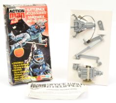 Palitoy Action Man vintage Battlepack Accessories Spacewalk and Helipack, within Fair (crushed) box.