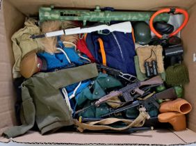 Palitoy Action Man vintage loose clothing/accessories to include guns, various part outfits, helm...