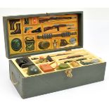 Action Man wooden Ammunition and Accessories Kit box - dark green wood with printed top, card pri...