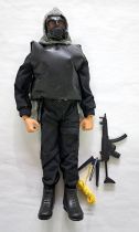 Palitoy Action Man SAS, brown flock hair and beard, blue pants, eagle-eyes, gripping hands, weari...