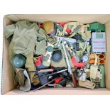 Palitoy Action Man vintage unboxed group of loose accessories to include part outfits, boots, rif...