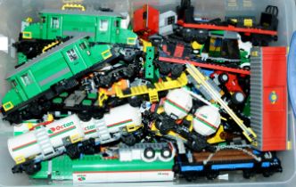 Lego an unboxed quantity including model Railway, Locomotives, Cargo Trains, plus various accesso...