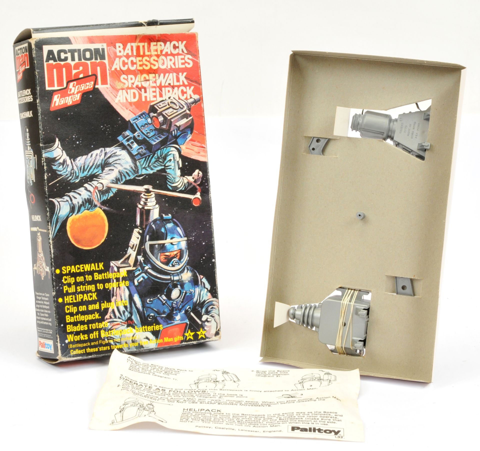Palitoy Action Man vintage Battlepack Accessories Spacewalk and Helipack, within Fair (crushed) box. - Image 2 of 2