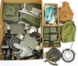 Palitoy Action Man Vintage Vehicle Parts to include Police Motorcycle spares, various Jeep spares...