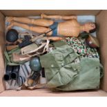 Palitoy Action Man vintage, unboxed group to include undressed eagle eyed, gripping hands figure ...