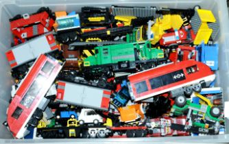 Lego an unboxed quantity including model Railway, Locomotives, Cargo Trains, plus various accesso...