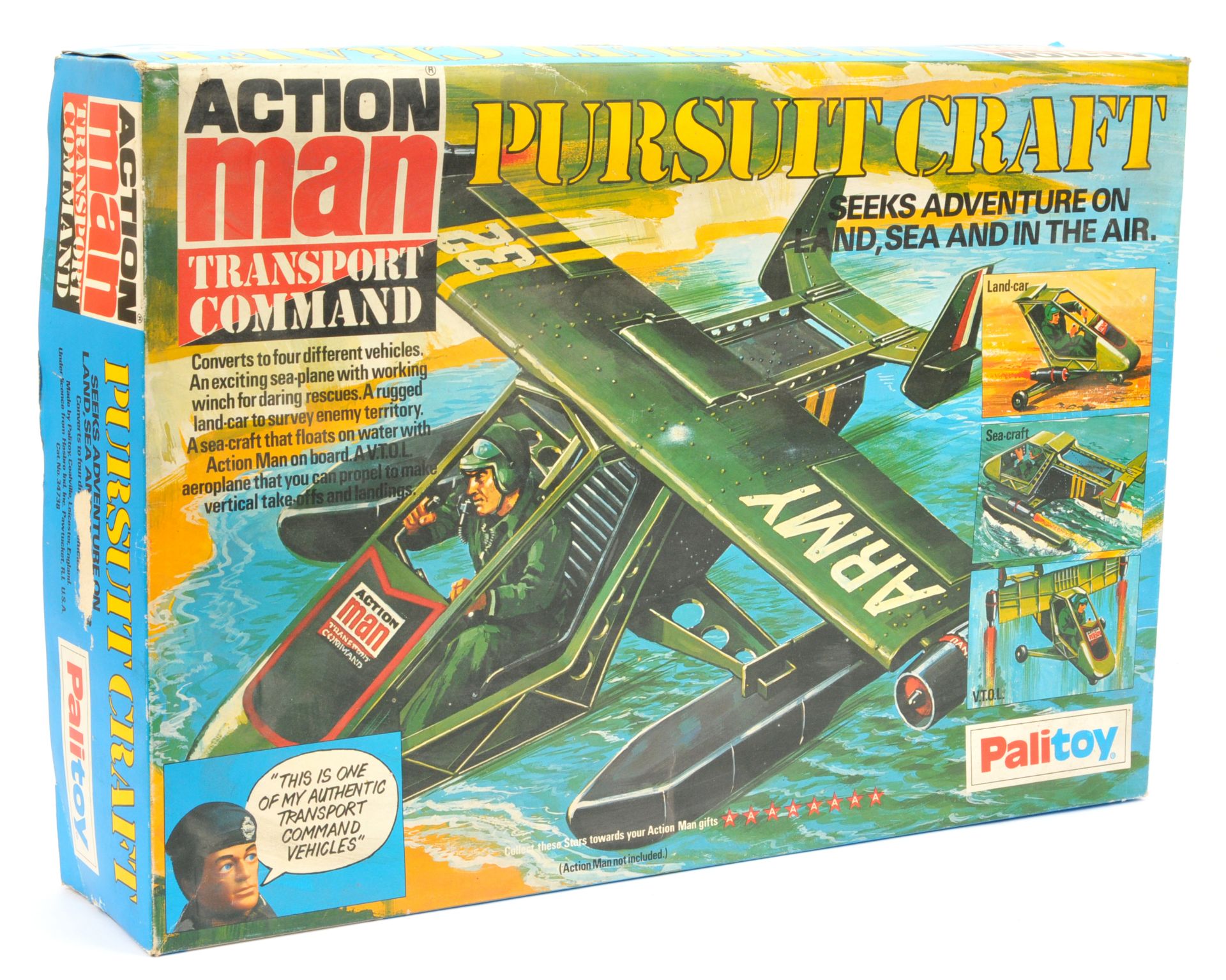 Palitoy Action Man Vintage Pursuit Craft #34738 in original box, various contents and instruction...