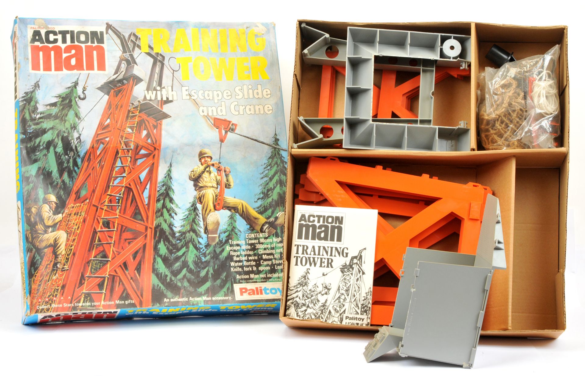 Palitoy Action Man Vintage Training Tower #34725 with Escape Slide and Crane in original box, var...