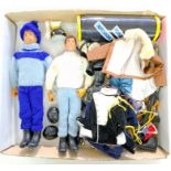 Palitoy Action Man vintage, unboxed group to include 2 x flock haired, gripping hands figures plu...