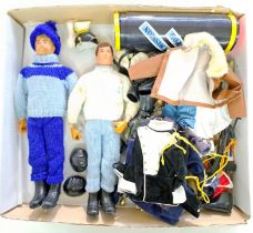 Palitoy Action Man vintage, unboxed group to include 2 x flock haired, gripping hands figures plu...