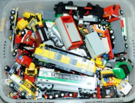 Lego an unboxed quantity including model Railway, Locomotives, Cargo Trains, plus various accesso...