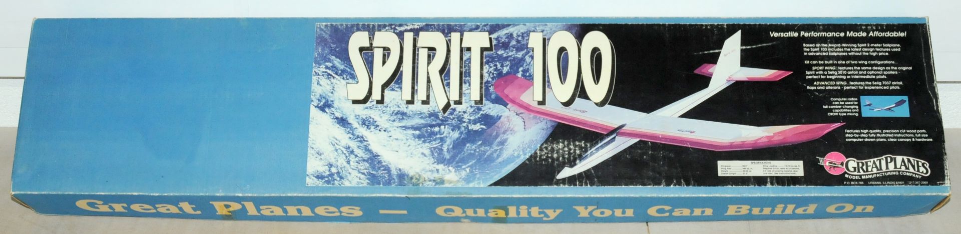 Great Planes Model Company a boxed Spirit100 Plane Kit