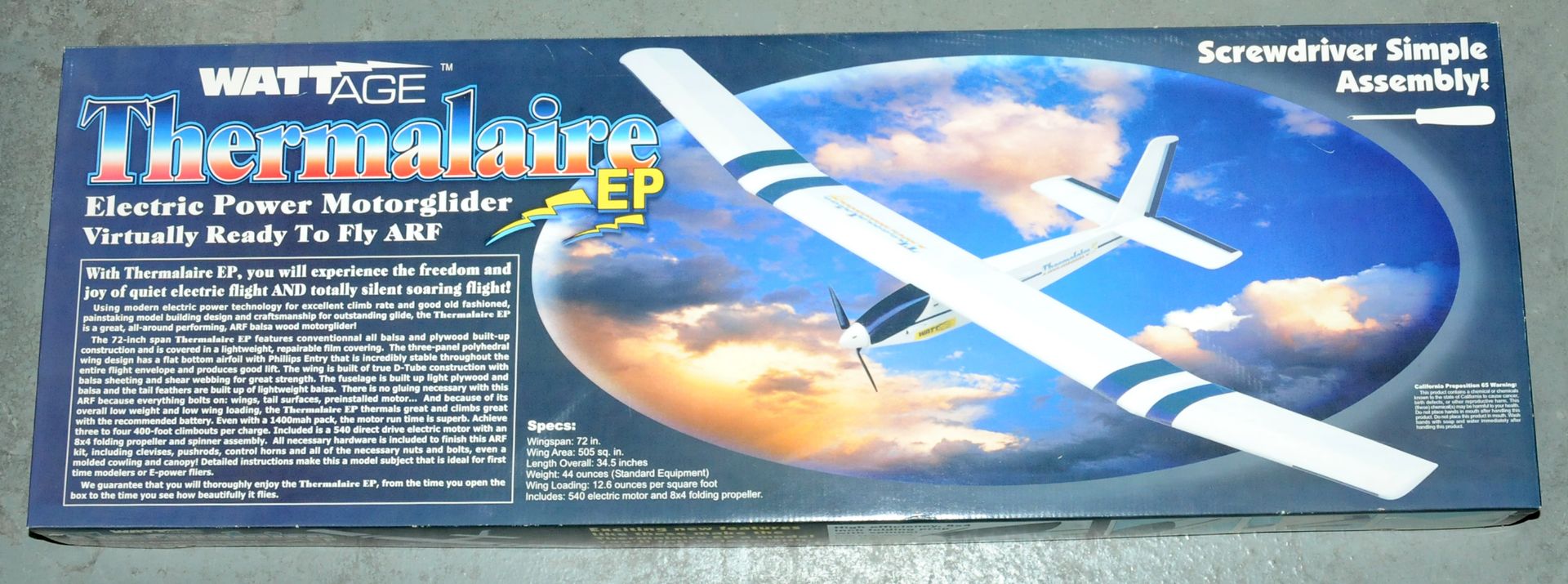 Wattage a boxed Thermalaire EP Motorglider Plane Kit