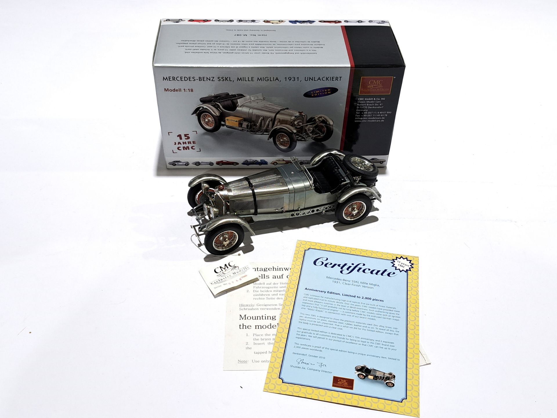 CMC 1:18 scale M-087 Mercedes-Benz SSKL Mille Miglia 1931, Unlackiert - Image 2 of 5