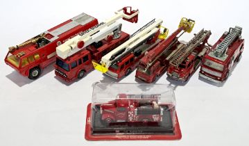 Corgi, Dinky, Matchbox & similar, an unboxed Fire Engine group