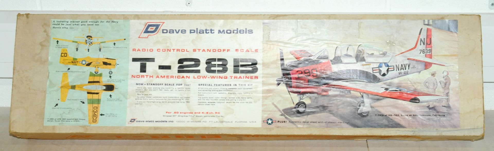 Dave Platt Models a boxed T-28B North American Low-wing Trainer Plane Kit