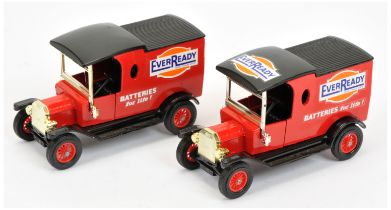 Matchbox Models of Yesteryear Y12 Ford Model T Van - "EverReady" colour trial pair (1) red body, ...