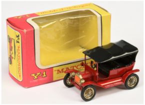 Matchbox Models of Yesteryear Y1 1911 Ford Model T Car - colour trial model, red body & chassis, ...