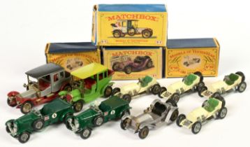 Matchbox Models of Yesteryear group to iclude 4 X Y10 1908 Grand Prix Mercedes (two with boxes) 2...