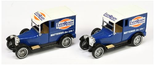 Matchbox Models of Yesteryear pair of  Y5 Talbot Van 'Ever Ready' Trial models (1) dark blue, whi...