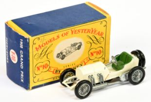 Matchbox Models of Yesteryear Y10 1908 Grand Prix Mercedes - Unlisted variation off white body, b...