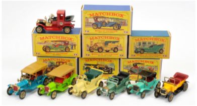 Matchbox Models of Yesteryear boxed early group to include Y9 1912 Simplex in light-green with ta...