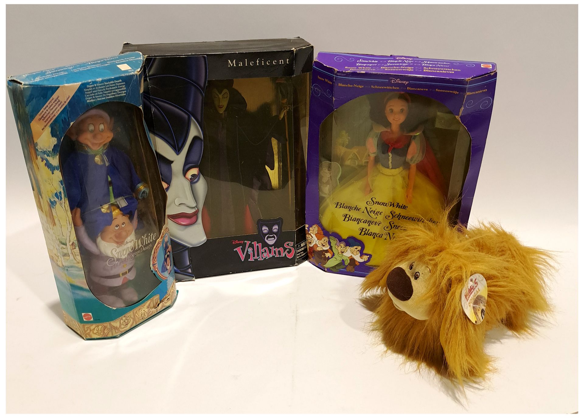 Mattel Disney Snow White & Maleficent Dolls with Plush