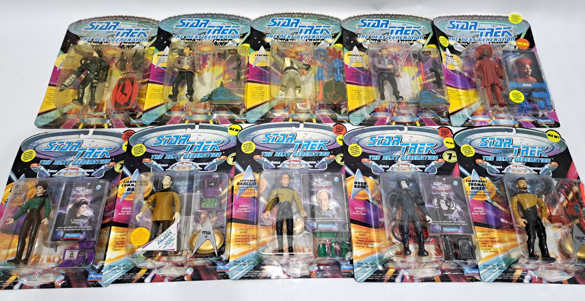 Quantity of Playmates Star Trek The Next Generation Carded Action Figures