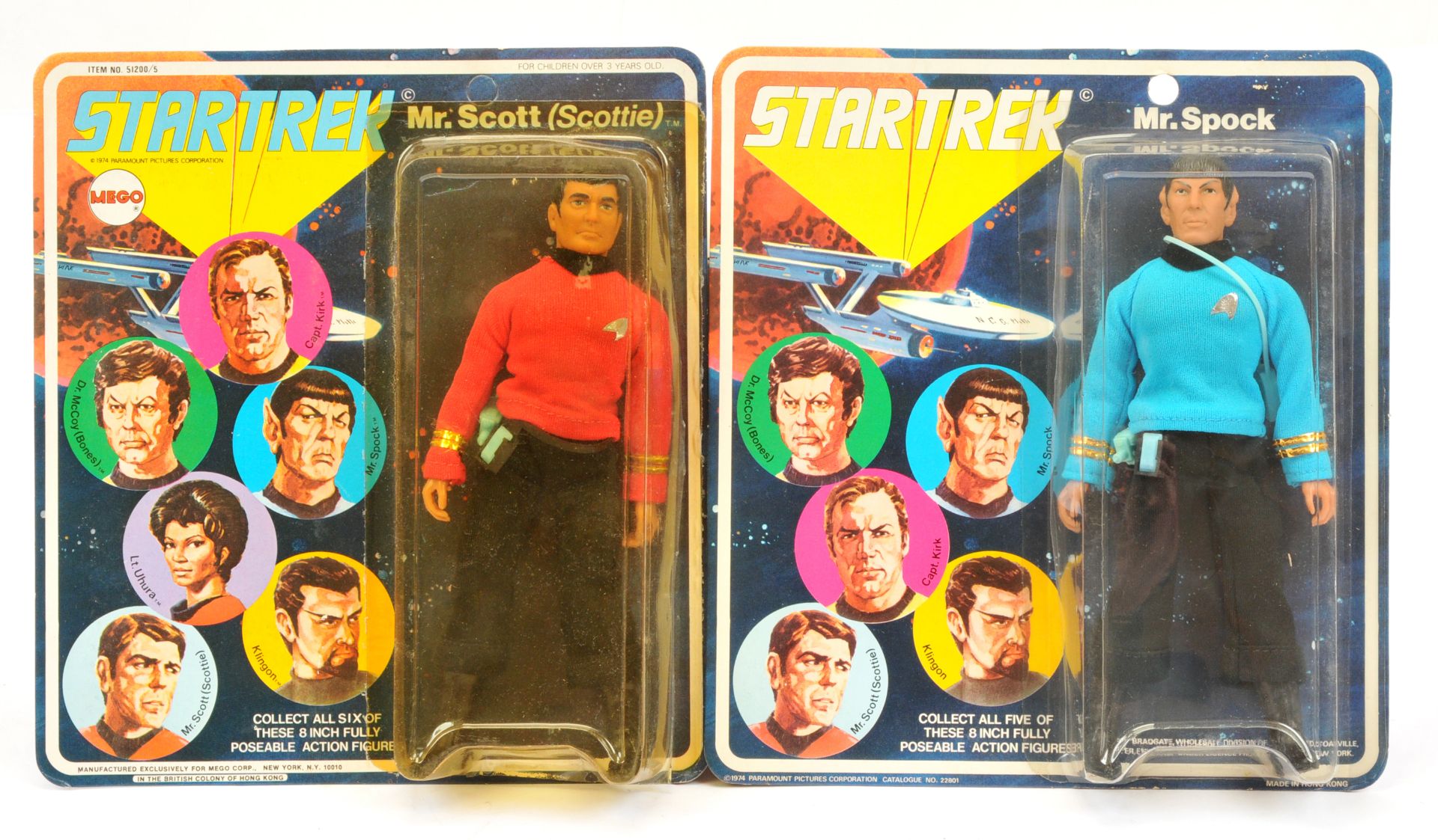 Mego Star Trek vintage Mr. Spock and Mr. Scott (Scottie) 8" figure