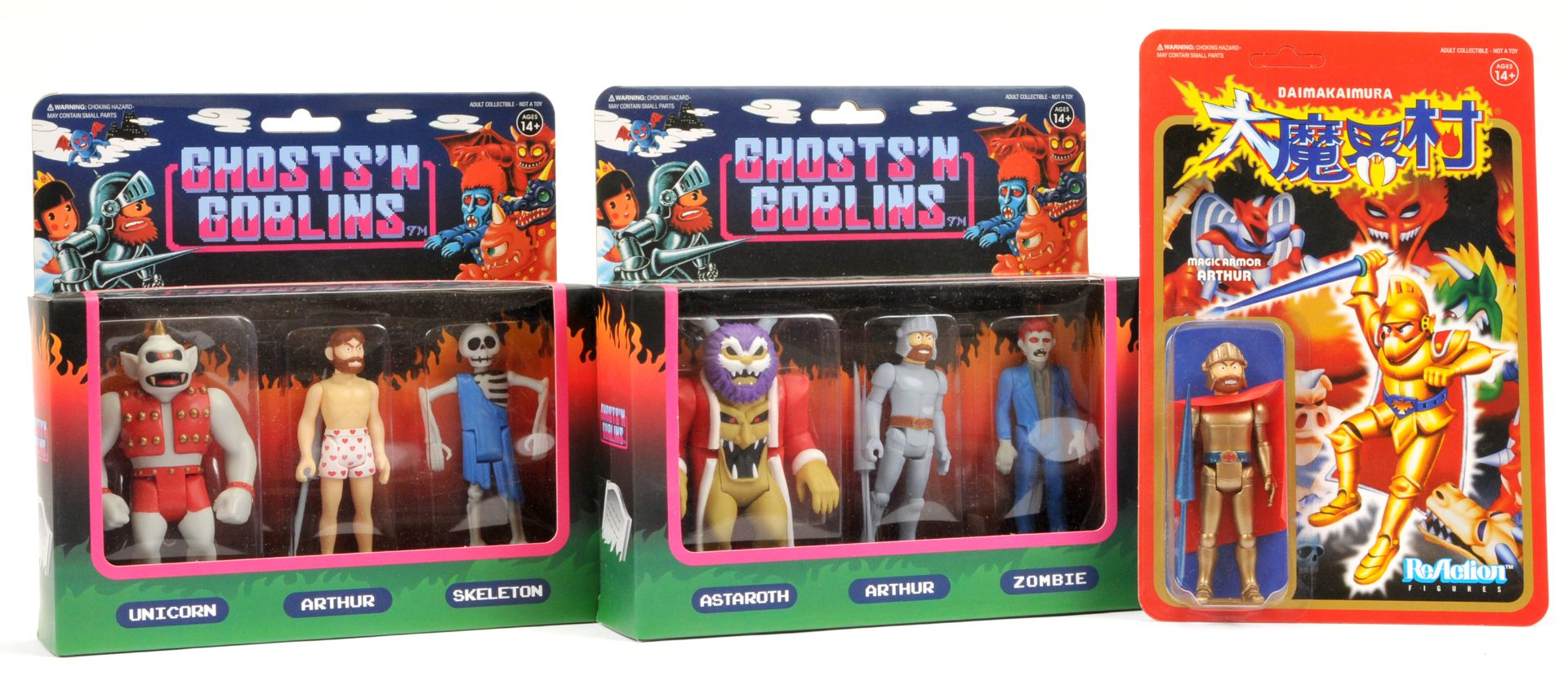 Super7 Reaction Ghosts'N Goblins 3 packs x 2 and Magic Armor Arthur figure