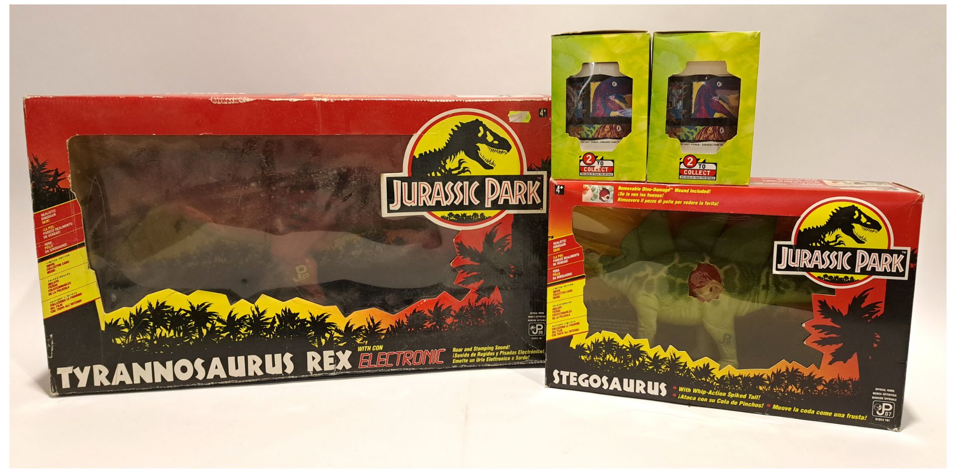 Kenner Jurassic Park Stegosaurs & Tyrannosaurus Rex with Mugs