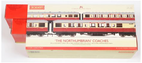 Hornby China R4228 "The Northumbrian" coaches triple pack.