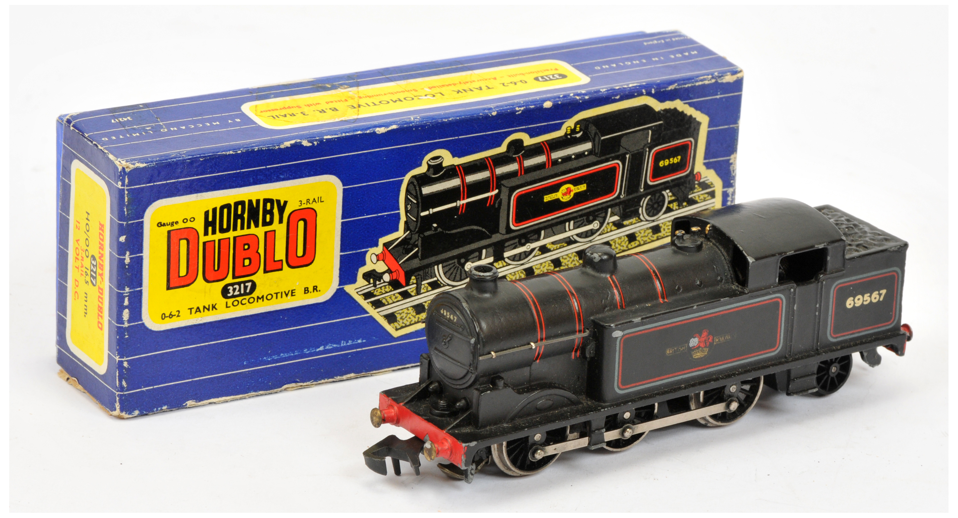 Hornby Dublo 3-rail 3217 0-6-2 BR lined black N2 Class Tank No.69567 with coal in bunker
