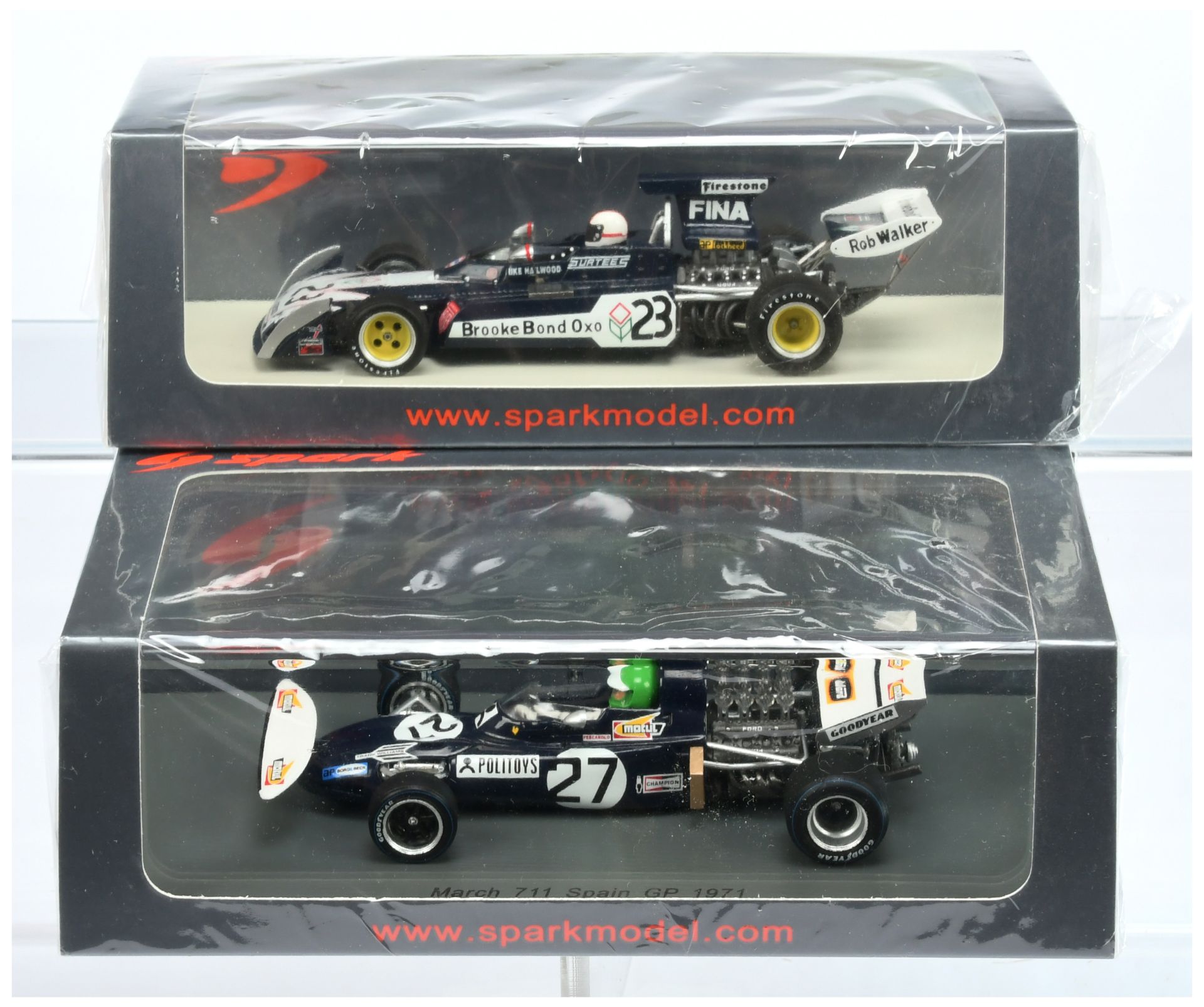 Spark Model (1/43rd) A Pair - (1) S4002 Surtees TS14 "Monaco" 1973 and (2) S3376 March 711 "Spain...