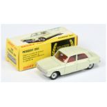 Spanish Dinky Toys 510 Peugeot 204 Saloon - Cream body, red interior, silver trim and concave hubs