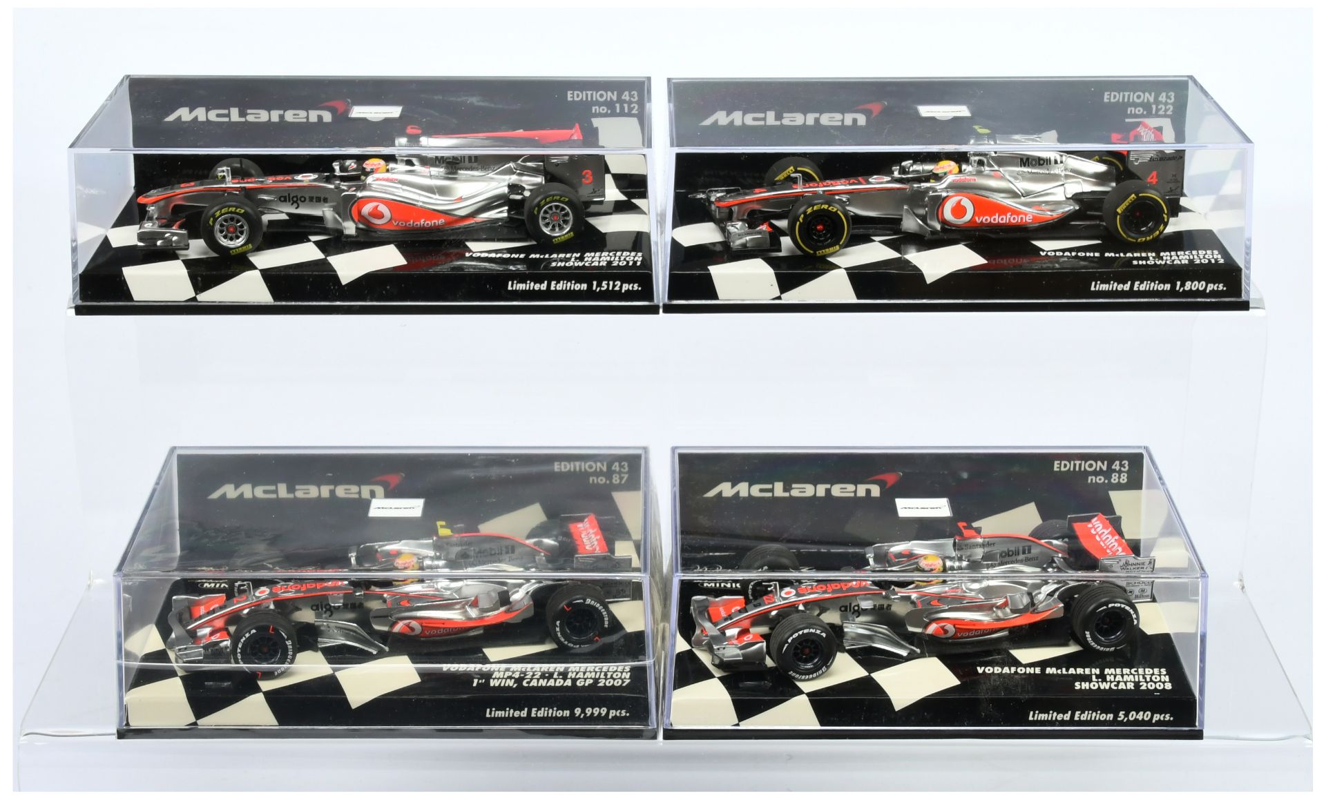 Minichamps (1/43rd)Group Of 4 Mclaren's  - (1) 530 124374 Show Car, (2) 530 084392  Show Car, (3)...