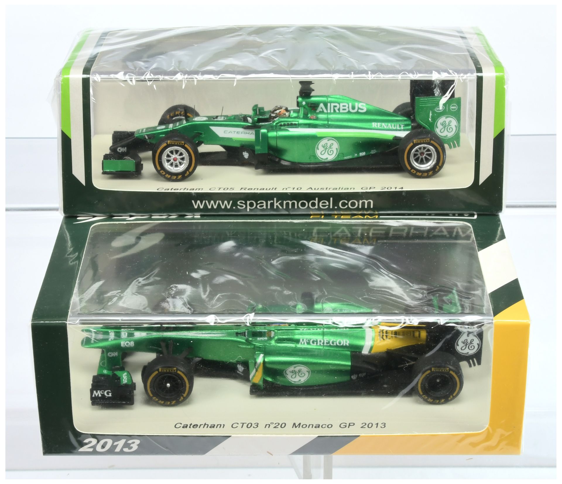 Spark Model (1/43rd) A Pair - (1) S3063 Caterham CT03 "Monaco 2013 and (2) S3078 Caterham CT05 "A...
